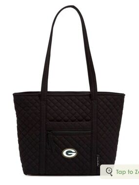 Vera Bradley NFL Small Vera Tote Bag. NWT  Black with GREEN BAY PACKERS logo